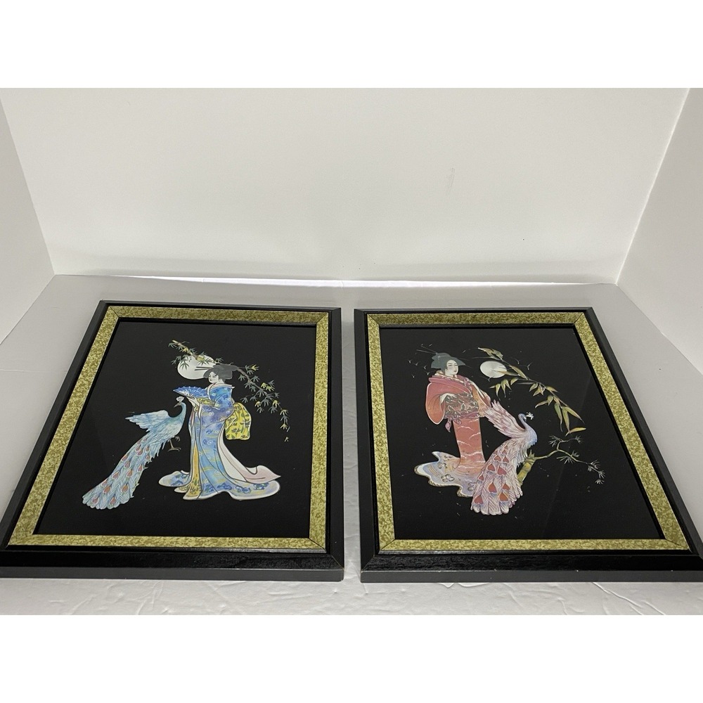 "Kafka Industries‎ 1985 Vintage Asian Screened Foil Etching Prints #4202 & #4199